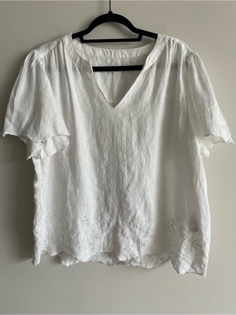 Chico's linen top white eyelet cottagecore Euro summer lightweight 25/14